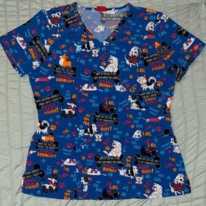 Dickies Silly Dog Print Scrub Top